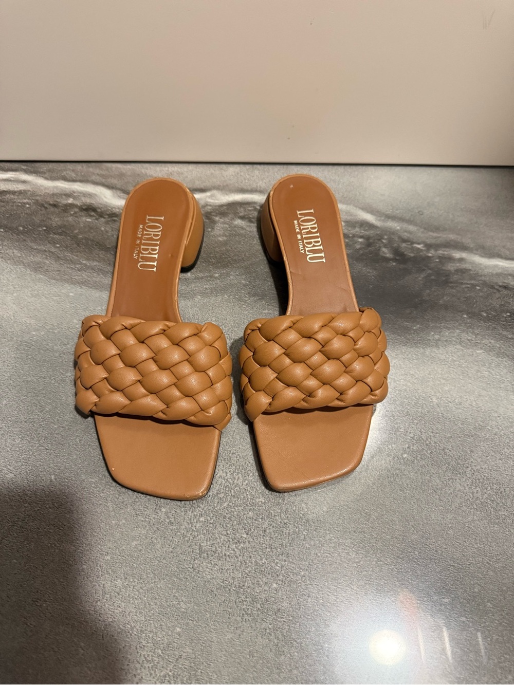Loriblu Tan Braided Slide Sandals